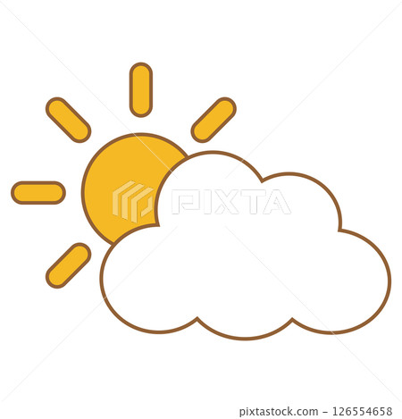 Simple cloud and sun illustration icon Simple cloud and sun illustration icon 126554658