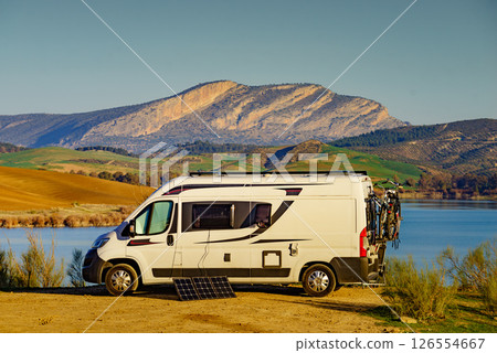 Caravan on nature, Guadalhorce in Andalusia Spain 126554667