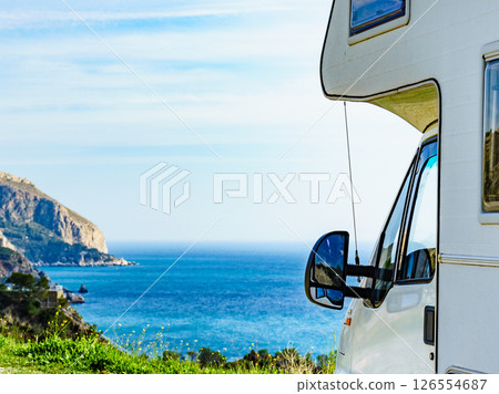 Motor home on seaside cliff, Spain 126554687