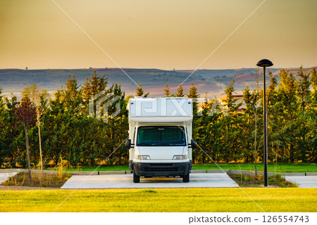 Camper rv camping on campsite 126554743