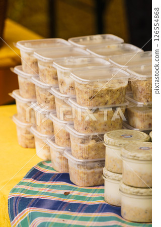 Lard animal fat in plastic boxes 126554868