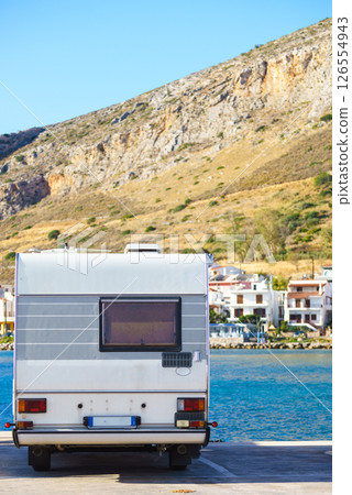 Camper car in greek resort. Travel 126554943