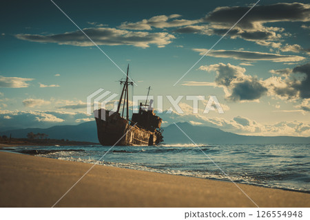 The famous shipwreck near Gythio Greece The famous shipwreck near Gythio Greece 126554948