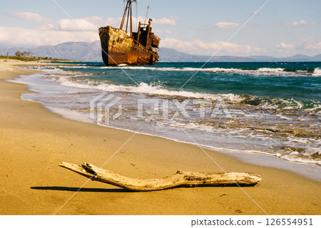 The famous shipwreck near Gythio Greece 126554951