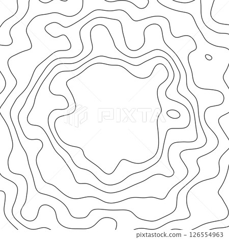 Topographic contour lines map wavy pattern. Vector geographic terrain shape for background or poster 126554963