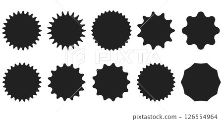 Black starburst sale stickers badge collection. Vector set price tag shapes, promotional labels. 126554964