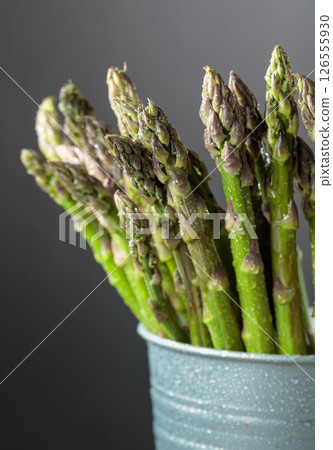 Fresh asparagus with water drops. Fresh asparagus with water drops. 126555930