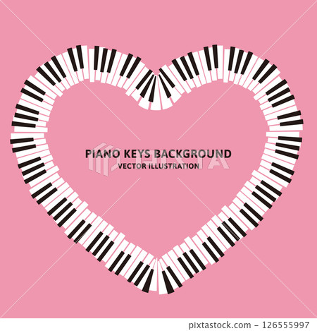 Vector illustration data of retro piano keyboard design: Heart-shaped frame material 126555997