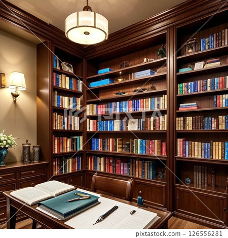擺滿書籍的書房、房間或空間 擺滿書籍的書房、房間或空間 126556281