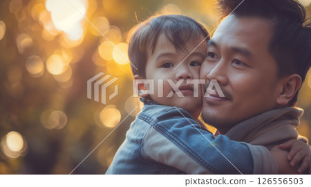 Father and child sharing a tender moment. 126556503