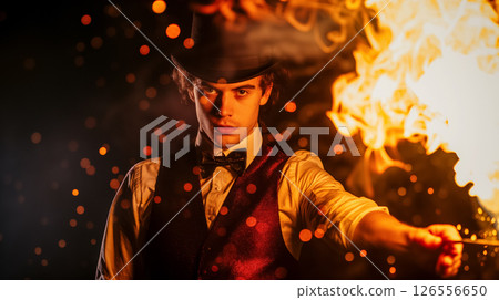 Fire breather with intense performance flare. 126556650