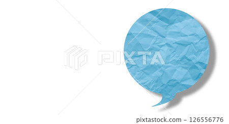 Light blue speech bubble crumpled paper isolated on transparent background Light blue speech bubble crumpled paper isolated on transparent background 126556776