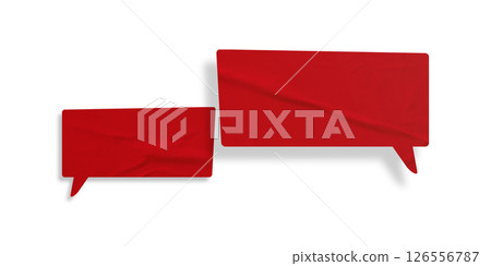Red speech bubble crumpled paper isolated on transparent background Red speech bubble crumpled paper isolated on transparent background 126556787