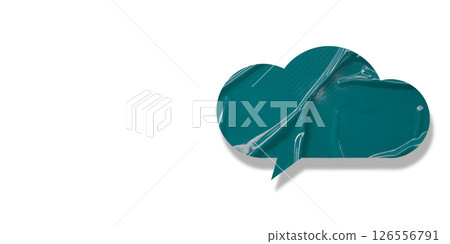 Green speech bubble crumpled paper isolated on transparent background 126556791