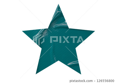 Crumpled green star pattern stickers, separated on a transparent background. 126556800