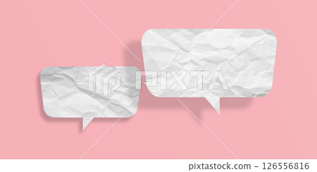White crumpled speech bubble paper isolated on pink background White crumpled speech bubble paper isolated on pink background 126556816