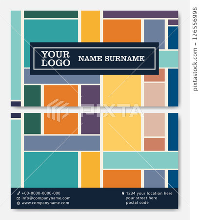 Minimal abstract business card template. Modern corporate stationery id layout with geometric shapes 126556998