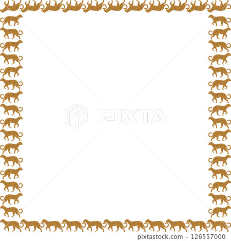 Puma cheetah silhouette border. Big cat banner with wild animal on white background Puma cheetah silhouette border. Big cat banner with wild animal on white background 126557000