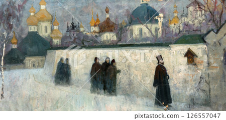 painting of nature, landscape, handmade drawing 126557047