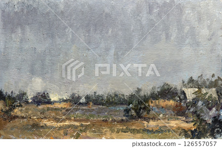 painting of nature, landscape, handmade drawing 126557057