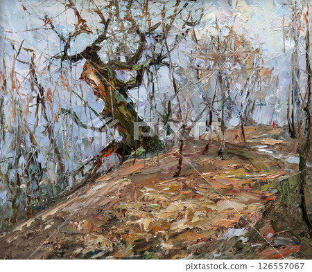painting of nature, landscape, handmade drawing painting of nature, landscape, handmade drawing 126557067