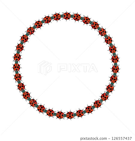 Ladybug circular decorative frame illustration 126557437
