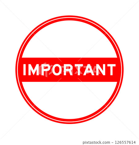 Red color round seal sticker in word important on white background 126557614