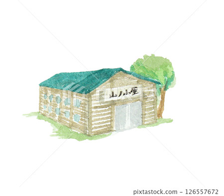 用水彩畫成的山間小屋的圖像 用水彩畫成的山間小屋的圖像 126557672