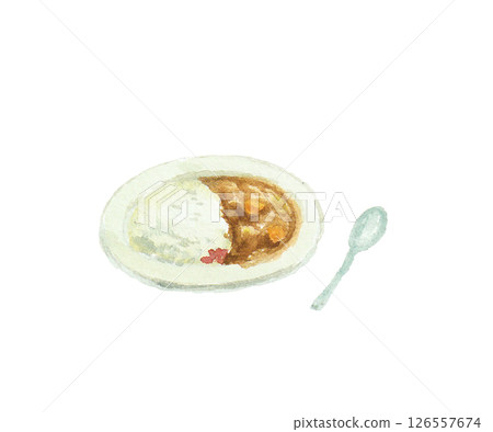Curry rice painted with watercolors 126557674