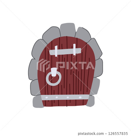 magic wooden door fairy tale house cartoon vector illustration 126557835