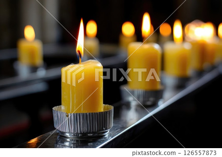 Serene Lit Candles in Metal Holders Serene Lit Candles in Metal Holders 126557873