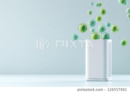 Air Purifier Capturing Viruses and Germs Indoors Air Purifier Capturing Viruses and Germs Indoors 126557981