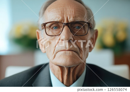 Close-Up Portrait of Serious Elderly Businessman Close-Up Portrait of Serious Elderly Businessman 126558074