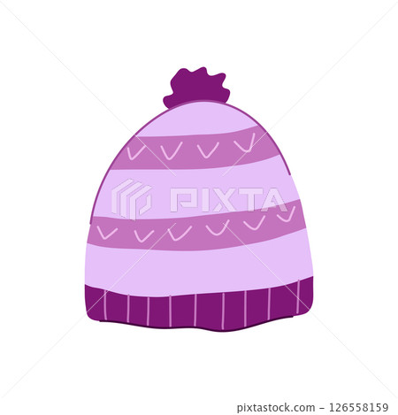 fleece winter hat knit cartoon vector illustration 126558159