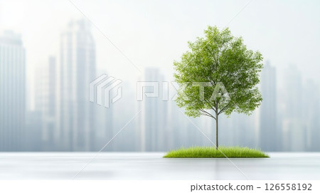 Single Tree with Cityscape Background Single Tree with Cityscape Background 126558192