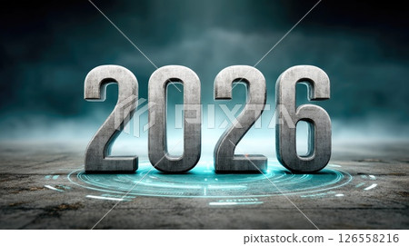 Futuristic Digital Platform with 2026 Numbers 126558216