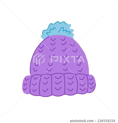 pompom winter hat knit cartoon vector illustration pompom winter hat knit cartoon vector illustration 126558258