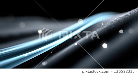 Elegant Abstract Blue Wave with Sparkling Particles 126558333