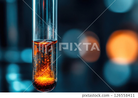 Glowing Bioluminescent Liquid in Test Tube Glowing Bioluminescent Liquid in Test Tube 126558411