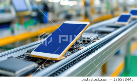 Smartphone Assembly Line in Full Operation Smartphone Assembly Line in Full Operation 126558443