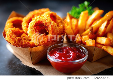 Hearty Serving of Fries and Rings Hearty Serving of Fries and Rings 126558450
