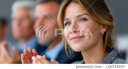 Applauding Team in Realistic Business Conference 126558507