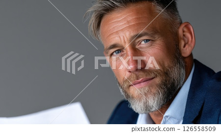 Confident Mature Businessman Holding Documents 126558509