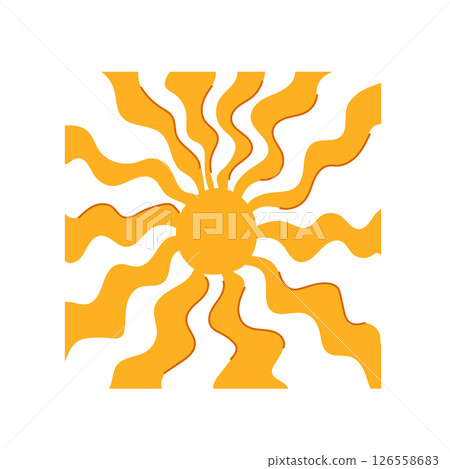bright sun groovy cartoon vector illustration 126558683