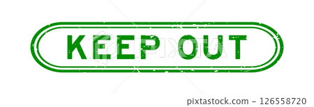 Grunge green keep out word rubber seal stamp on white background 126558720
