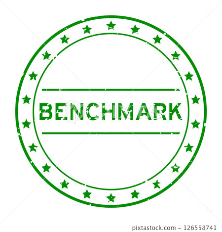 Grunge green benchmark word round rubber seal stamp on white background Grunge green benchmark word round rubber seal stamp on white background 126558741