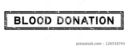 Grunge black blood donation word square rubber seal stamp on white bacckground Grunge black blood donation word square rubber seal stamp on white bacckground 126558743