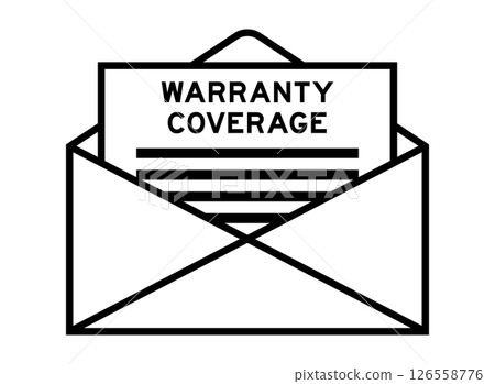 Envelope and letter sign with word warranty coverage as the headline 126558776