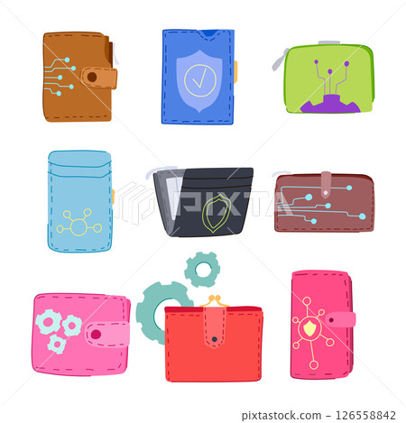 smart wallet set cartoon vector illustration 126558842