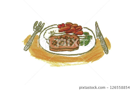 水彩畫的牛排插圖 水彩畫的牛排插圖 126558854